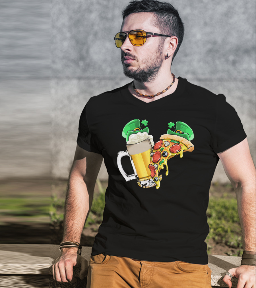 Beer Pizza Leprechaun Hat St. Patrick's Day T-Shirt