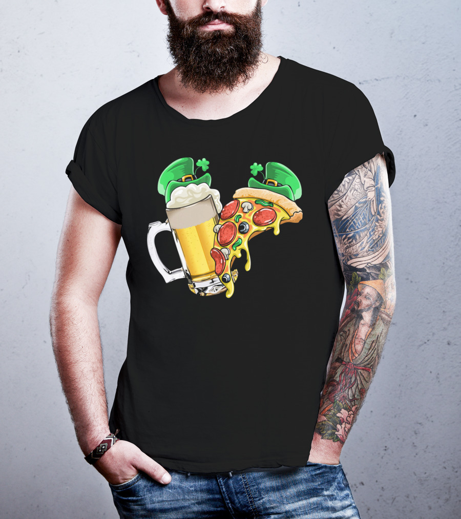Beer Pizza Leprechaun Hat St. Patrick's Day T-Shirt