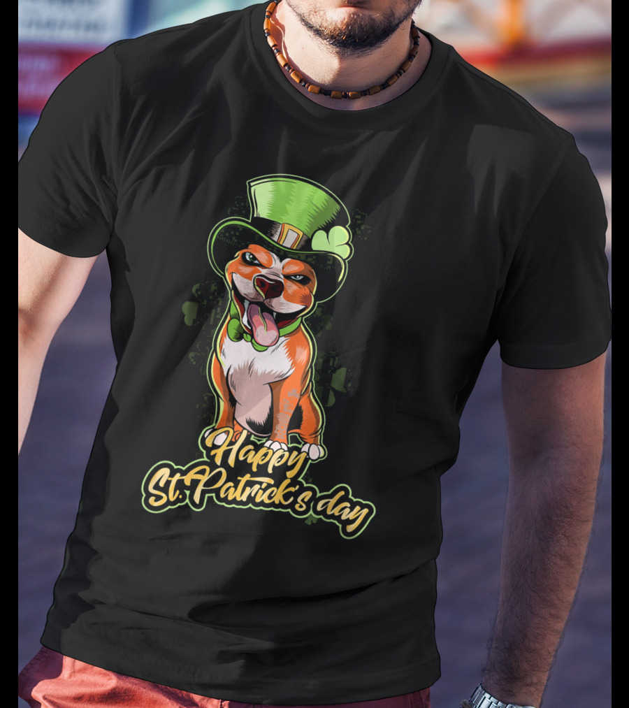 Happy St. Patrick's Day Pit Bull Cute Leprechaun T-Shirt