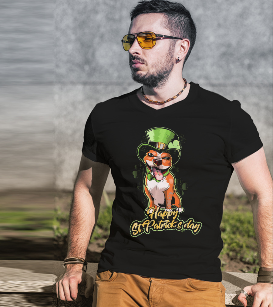 Happy St. Patrick's Day Pit Bull Cute Leprechaun T-Shirt