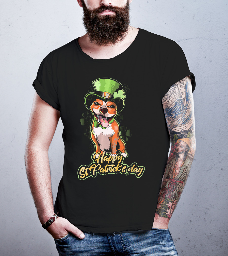 Happy St. Patrick's Day Pit Bull Cute Leprechaun T-Shirt