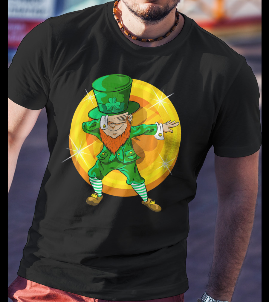 Dabbing Leprechaun With Gold Coin St Pat T-Shirt