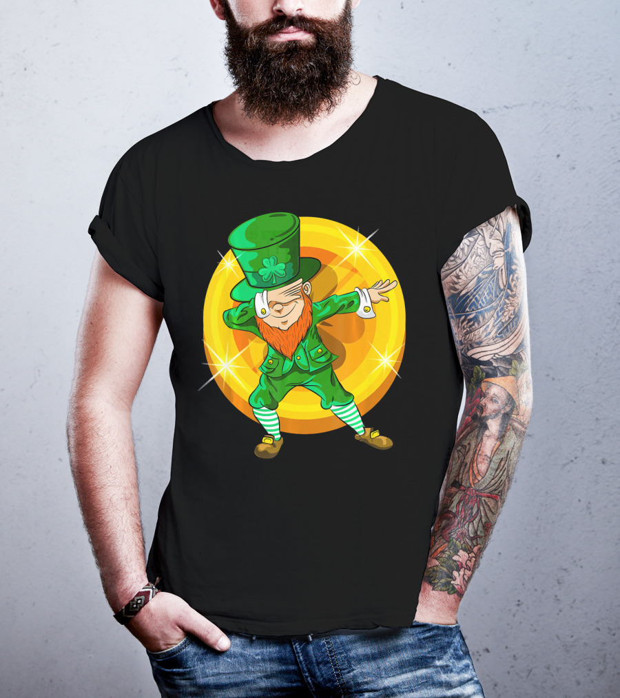 Dabbing Leprechaun With Gold Coin St Pat T-Shirt