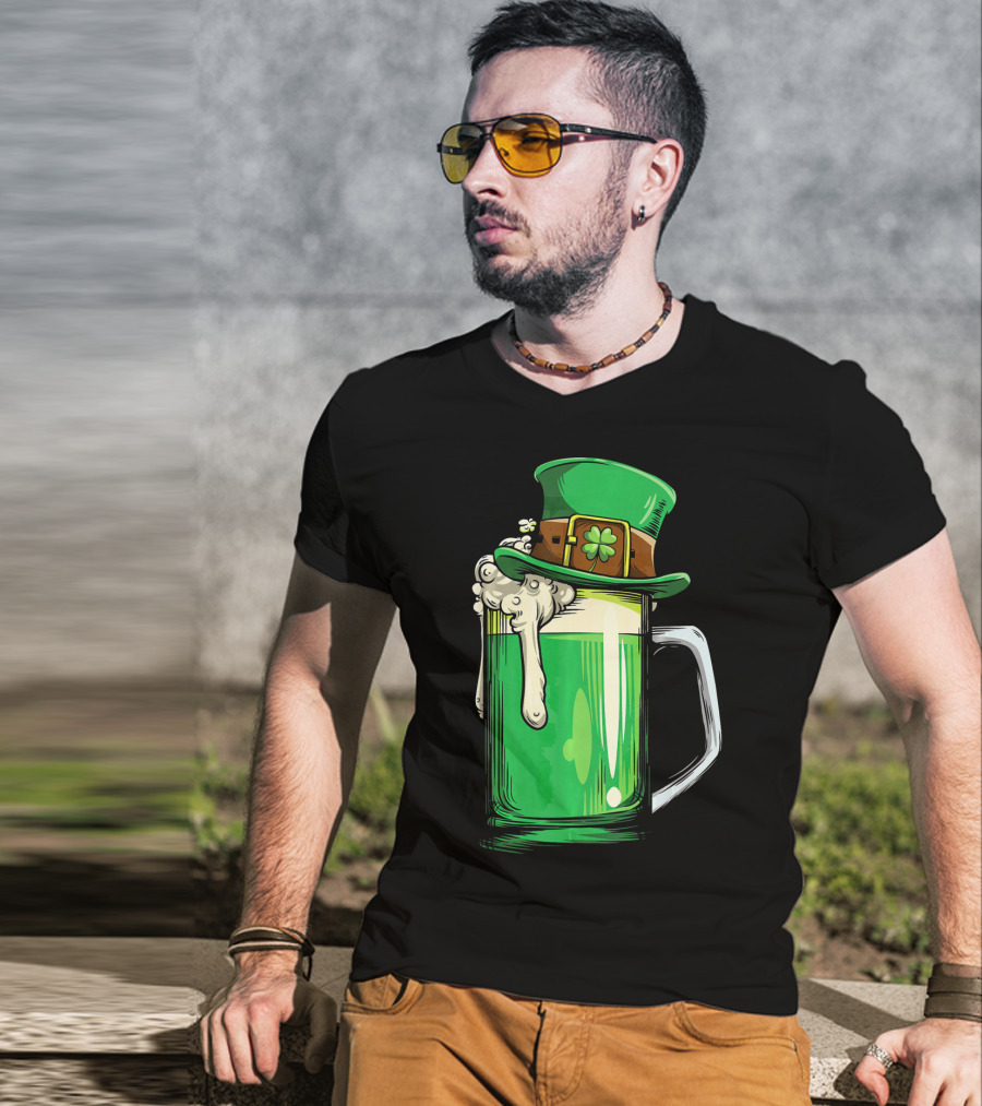 St Patrick Green Beer Leprechaun Hat Shamrock T-Shirt