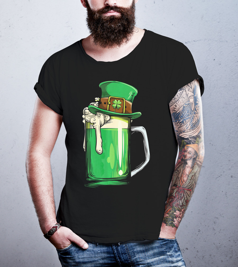 St Patrick Green Beer Leprechaun Hat Shamrock T-Shirt