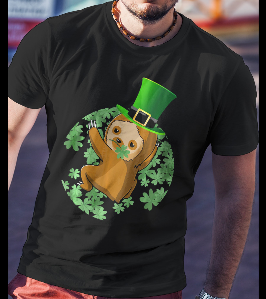 Leprechaun Hat Sloth Shamrock T-Shirt