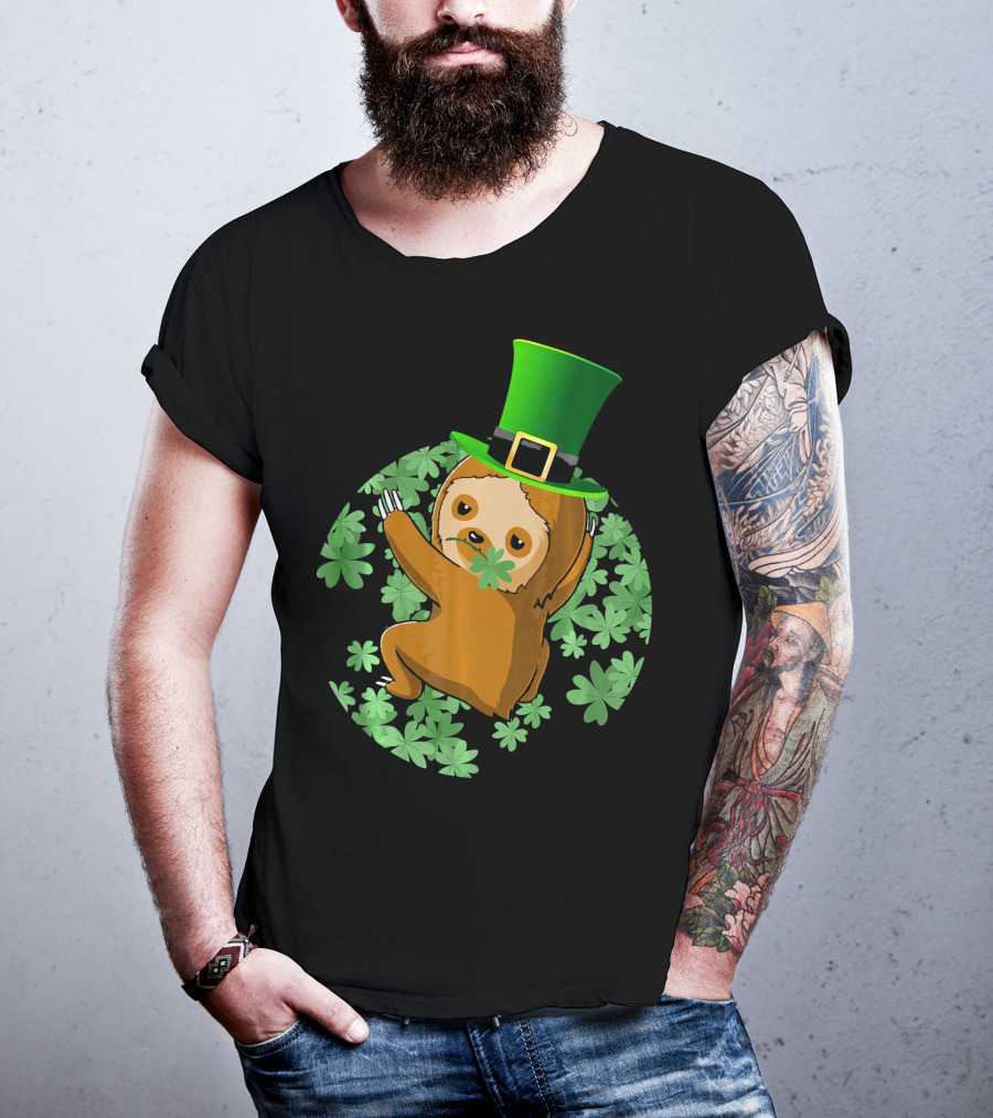 Leprechaun Hat Sloth Shamrock T-Shirt