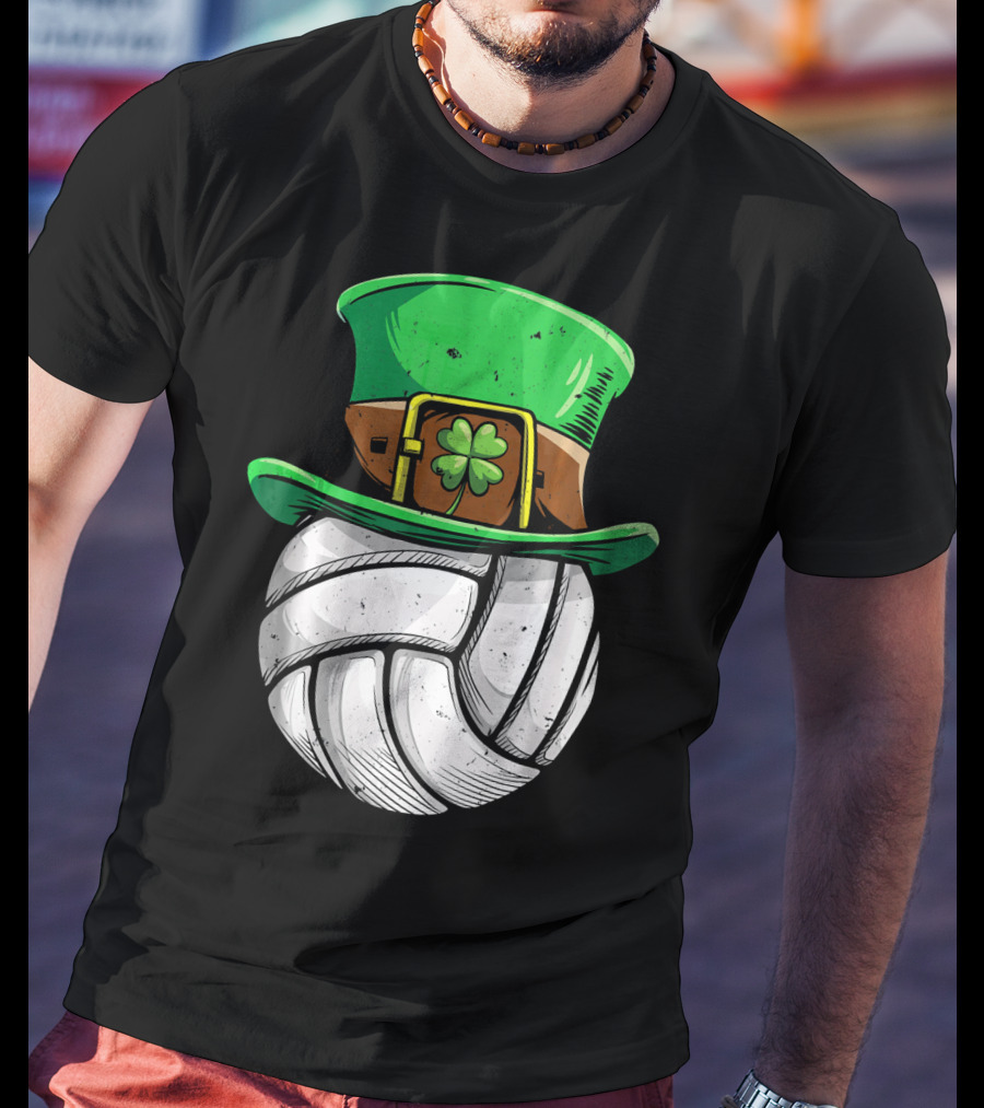 Volleyball Leprechaun Hat With Shamrock T-Shirt