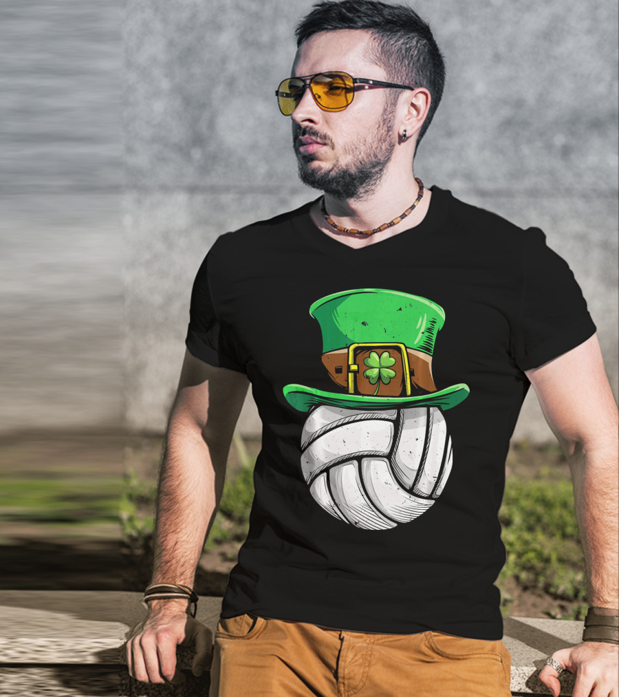 Volleyball Leprechaun Hat With Shamrock T-Shirt