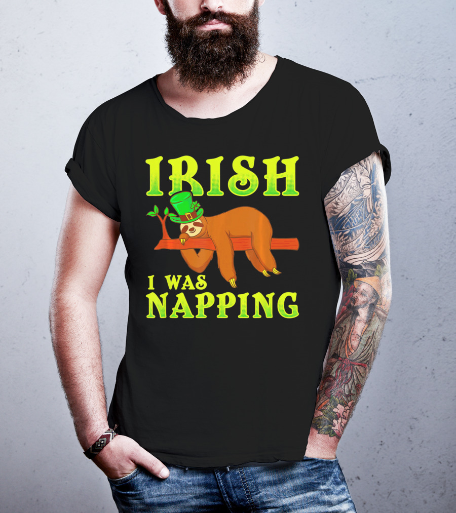 Irish I Was Napping Funny St Pats Day Sloth Hat T-Shirt