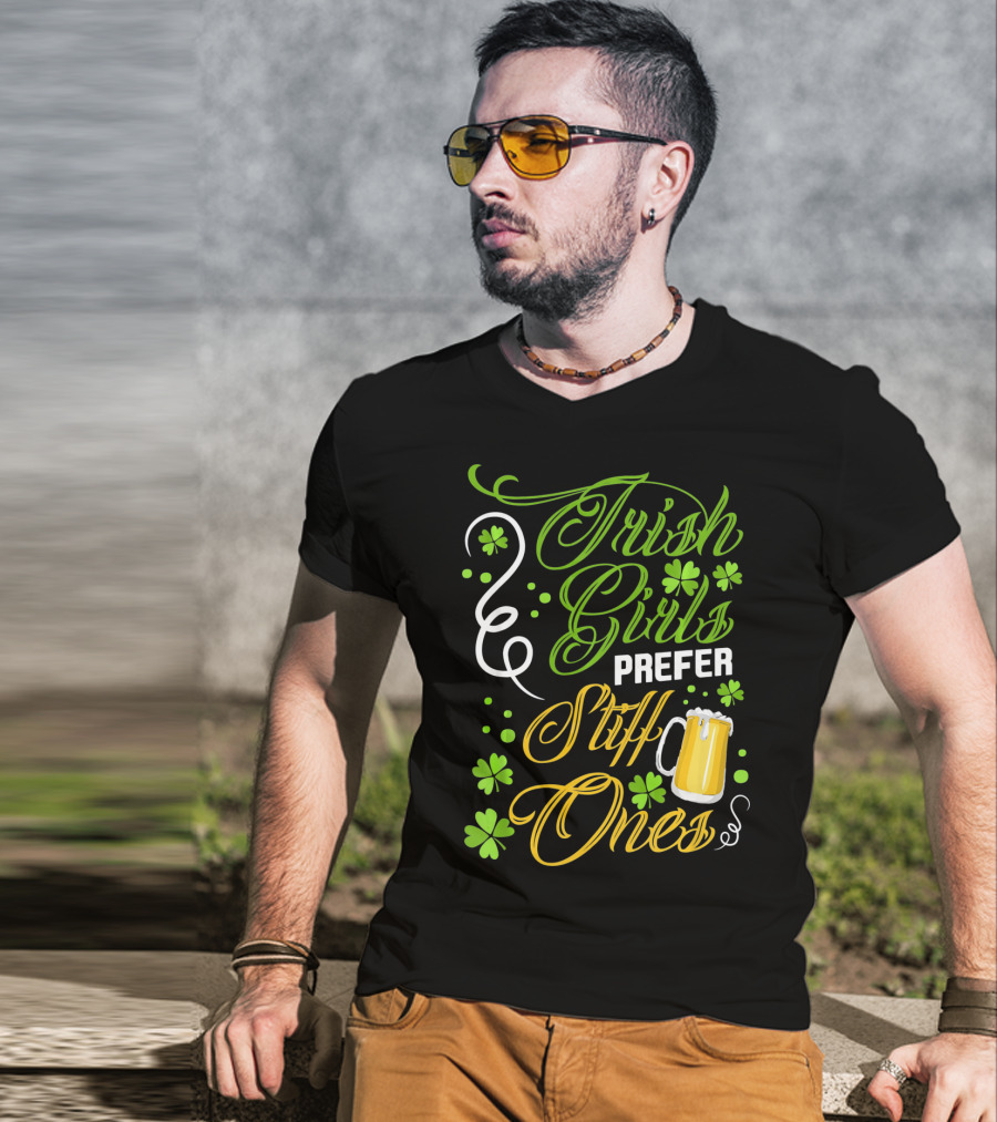 Irish Girls Prefer Stiff Ones Beer Mug Shamrocks T-Shirt