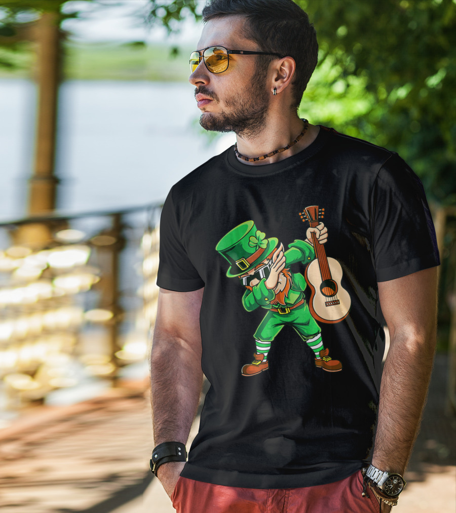 Dabbing Leprechaun With Guitar For St Patrick's Day T-Shirt