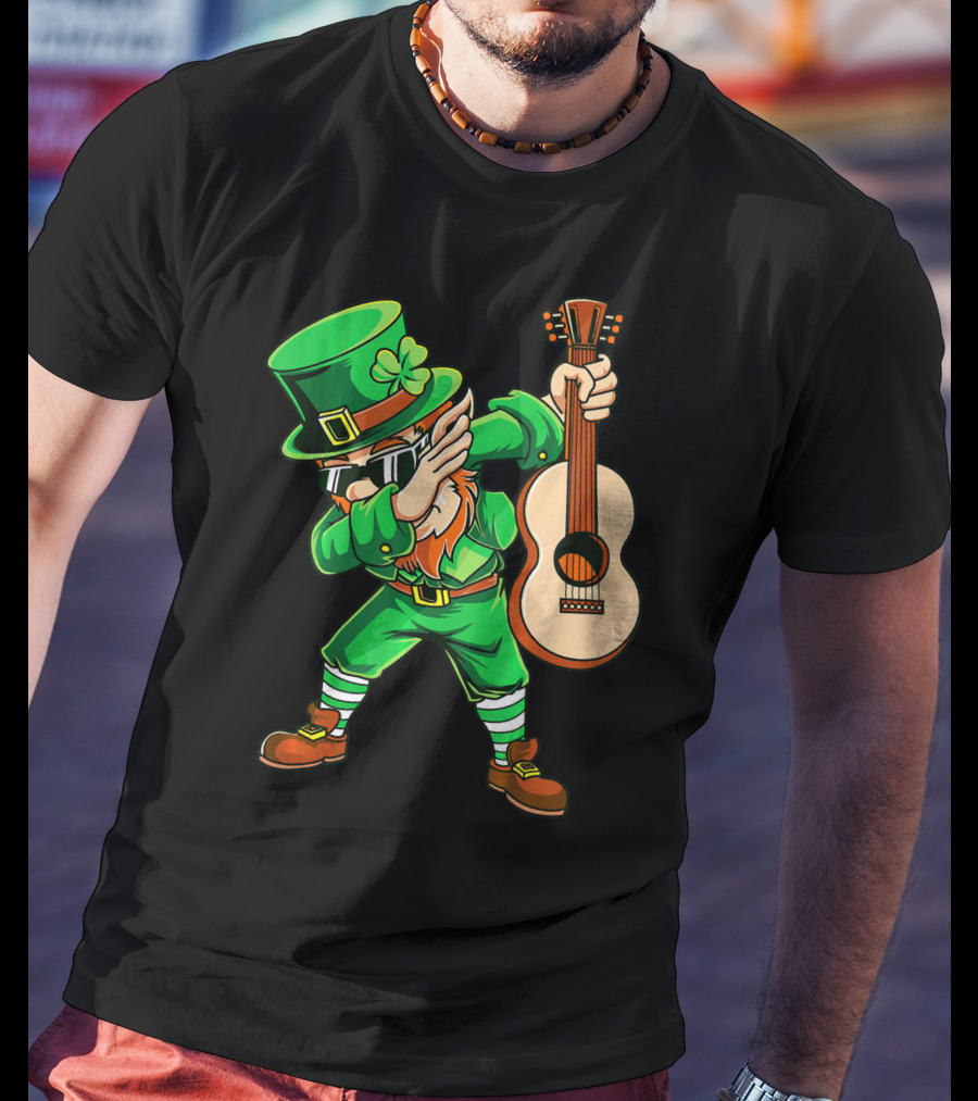 Dabbing Leprechaun With Guitar For St Patrick's Day T-Shirt