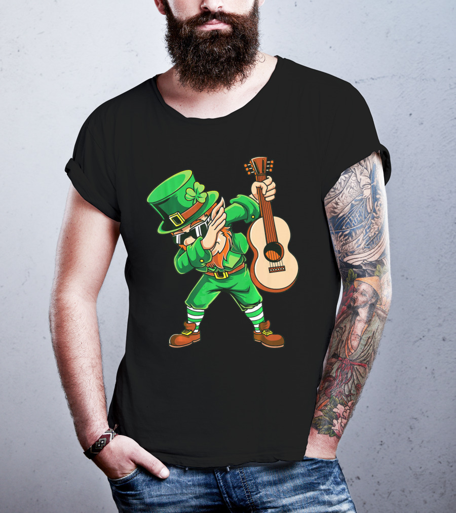 Dabbing Leprechaun With Guitar For St Patrick's Day T-Shirt