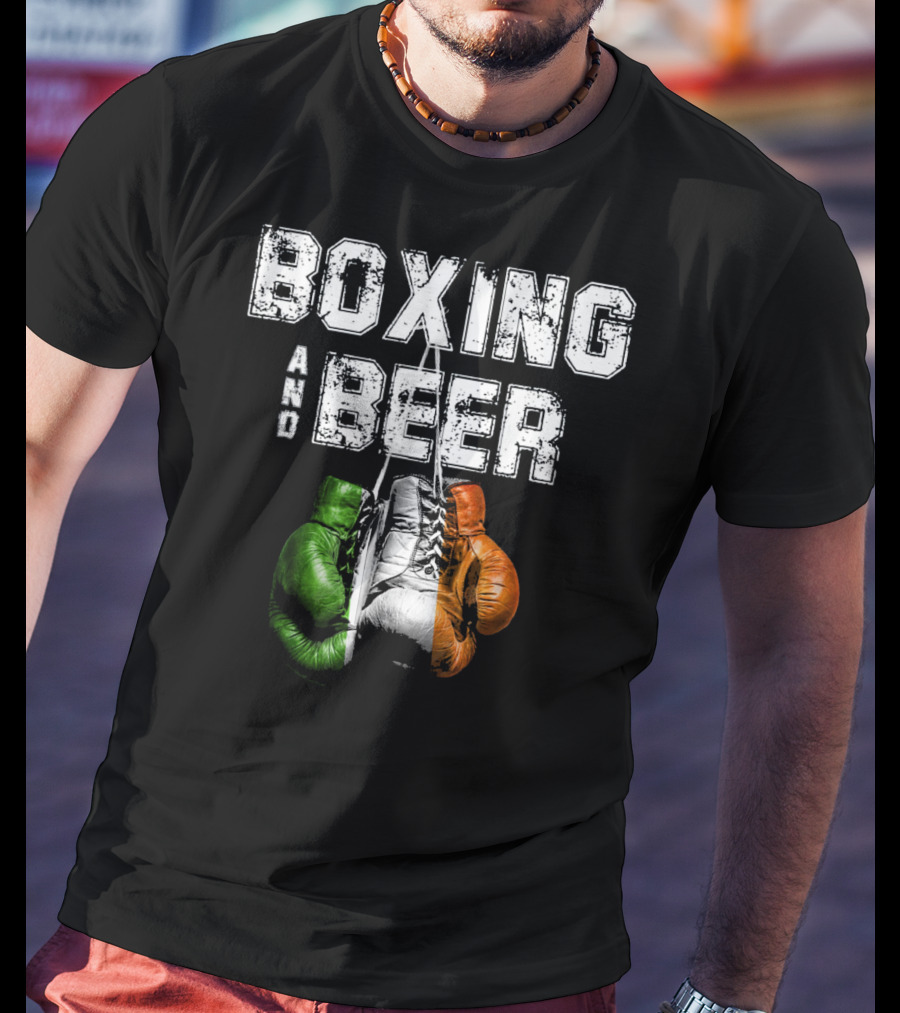 Boxing And Beer Irish Flag Colors Humor T-Shirt