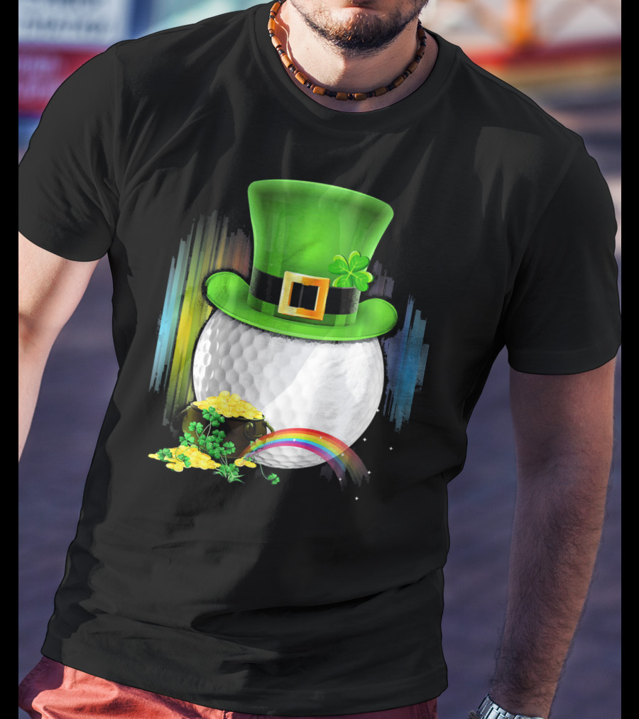 Golf Leprechaun Coin Rainbow Saint Patrick's Day T-Shirt
