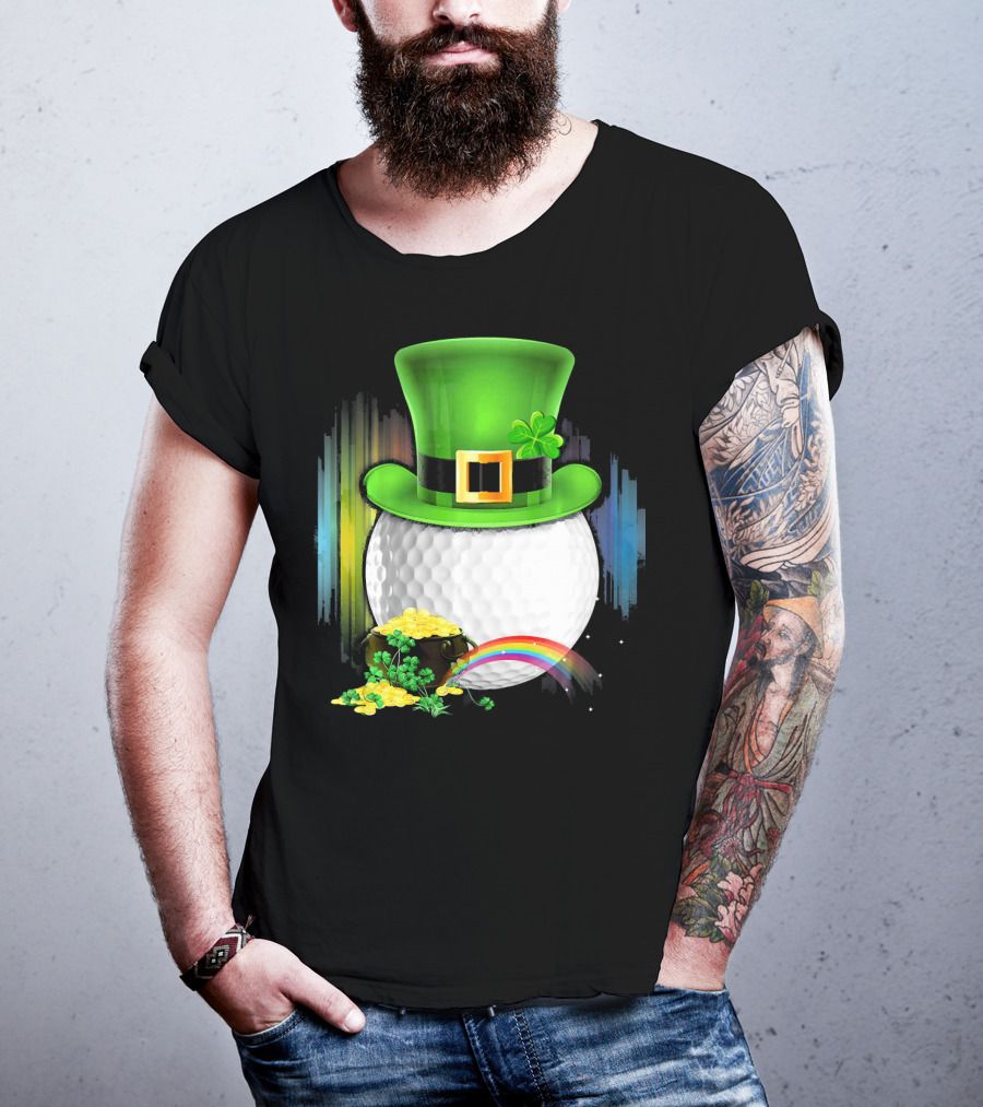 Golf Leprechaun Coin Rainbow Saint Patrick's Day T-Shirt