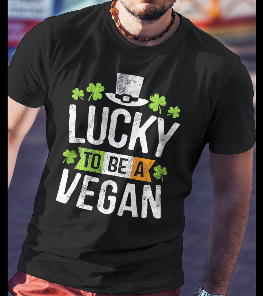 Lucky To Be A Vegan Funny St Patrick's Day Shamrock Hat T-Shirt