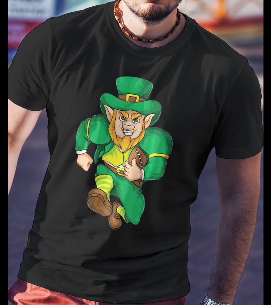 Irish Football Leprechaun St Patricks Running With Ball T-Shirt