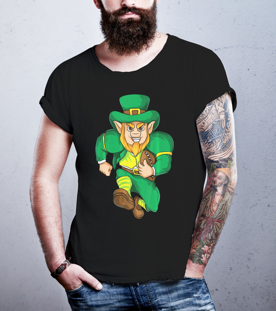 Irish Football Leprechaun St Patricks Running With Ball T-Shirt