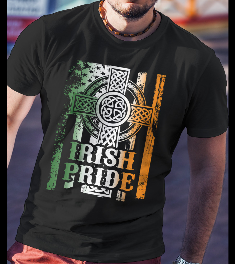 Irish Pride Celtic Cross St Patricks Day Flag Elements T-Shirt