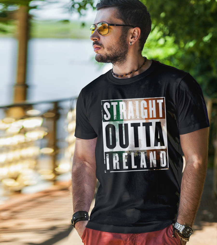 Irish Straight Outta Ireland Irish Flag Colors T-Shirt