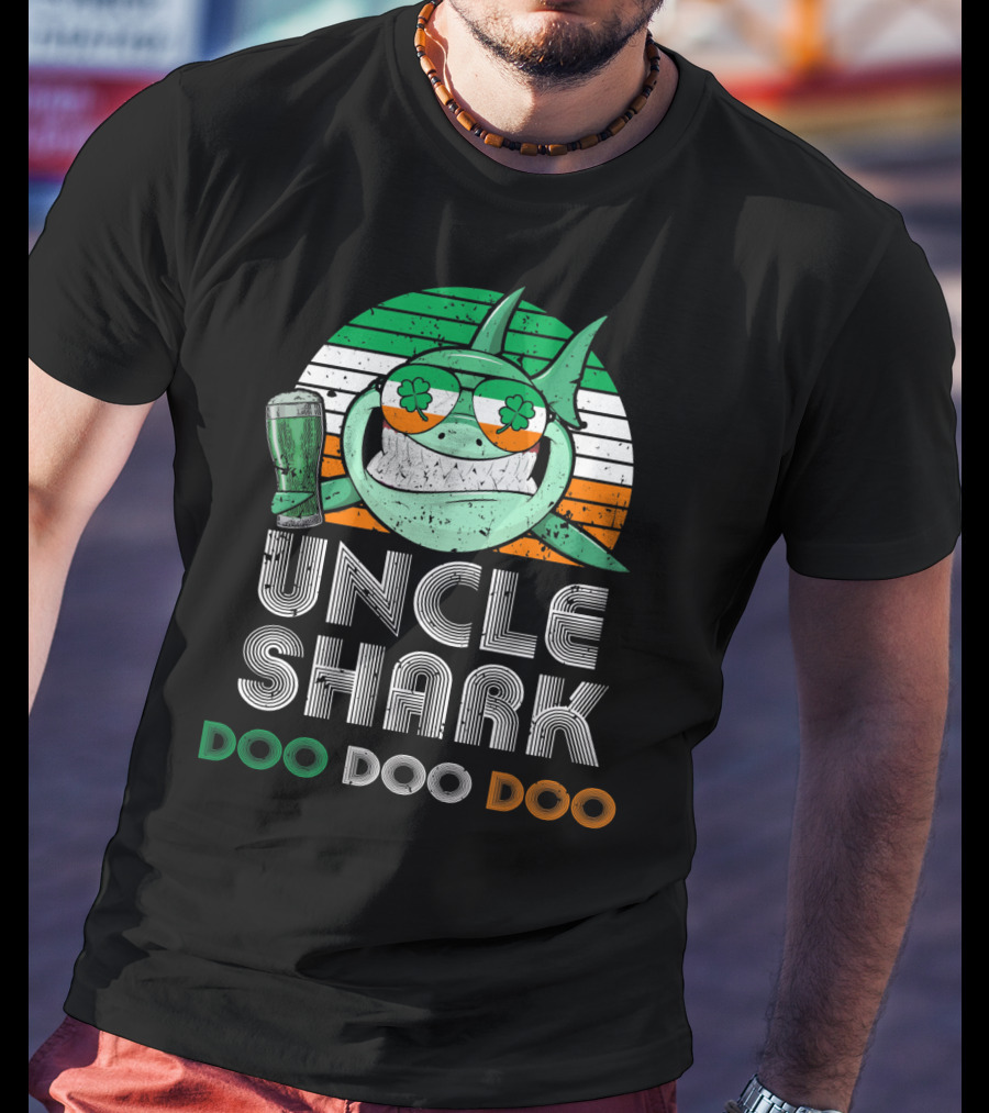 Uncle Shark Doo Doo Doo Retro Vintage Irish Beer Shamrock Fun T-Shirt