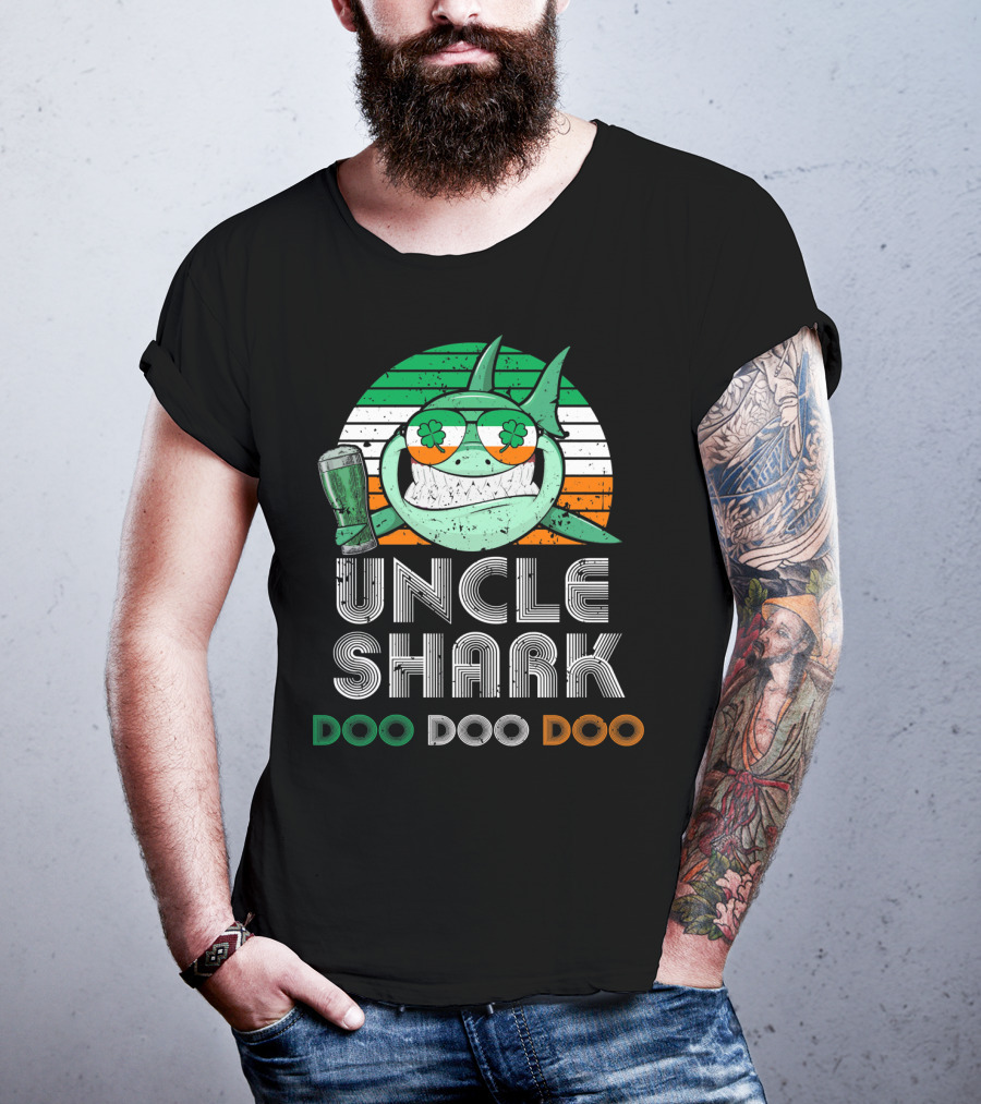 Uncle Shark Doo Doo Doo Retro Vintage Irish Beer Shamrock Fun T-Shirt