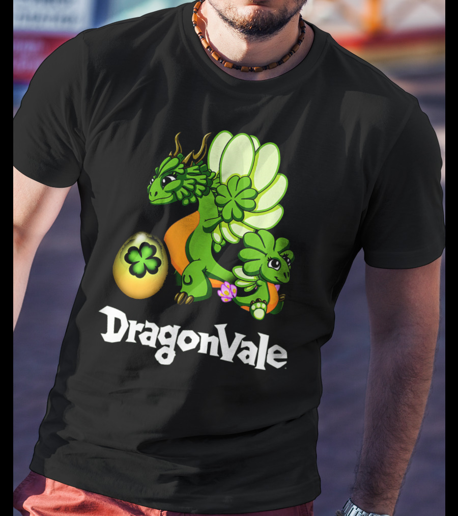 DragonVale Clover Dragon With Shamrock Egg T-Shirt