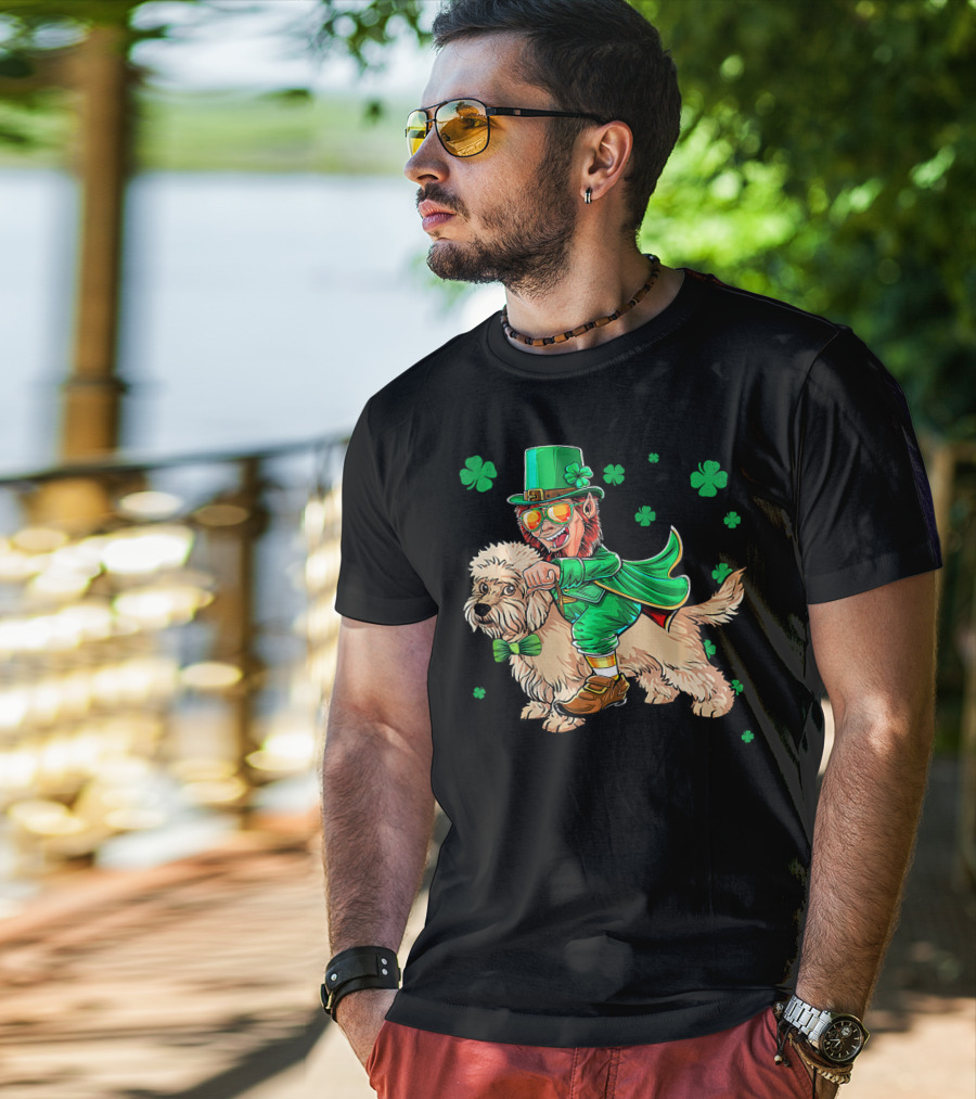 Leprechaun Dandi Dinmont Terrier Shamrock St. Patrick's Day T-Shirt