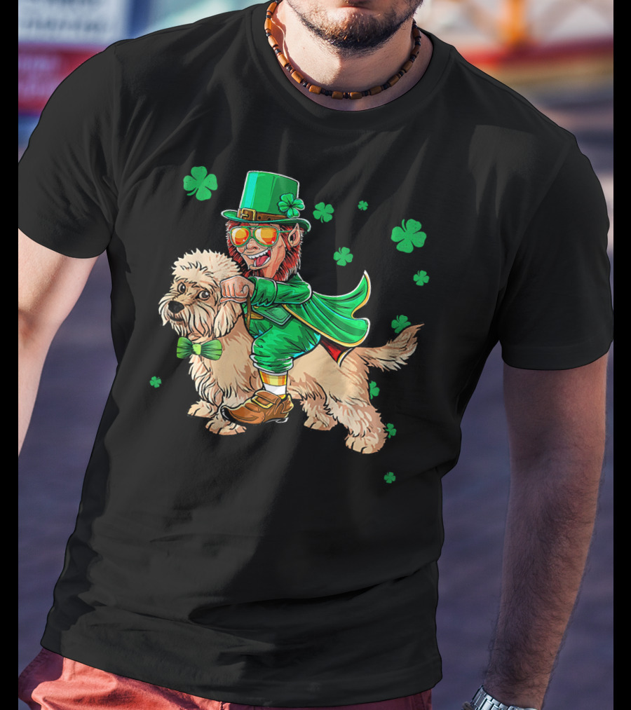 Leprechaun Dandi Dinmont Terrier Shamrock St. Patrick's Day T-Shirt