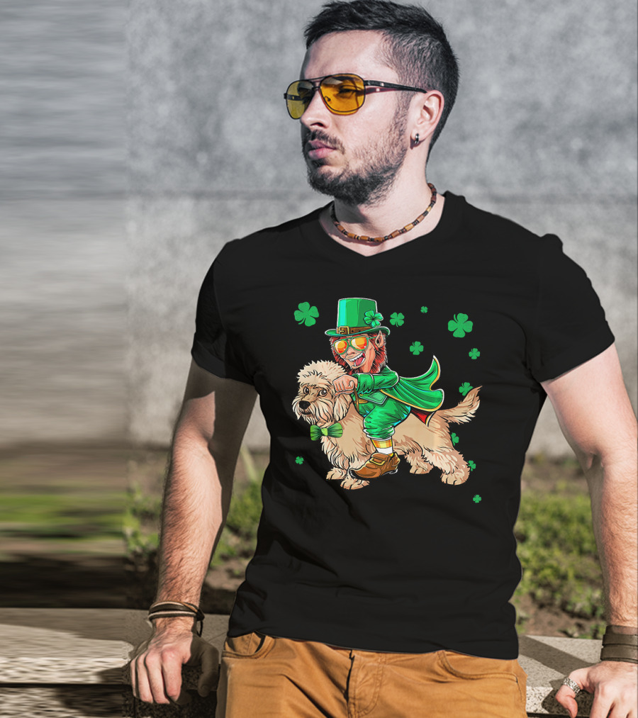 Leprechaun Dandi Dinmont Terrier Shamrock St. Patrick's Day T-Shirt