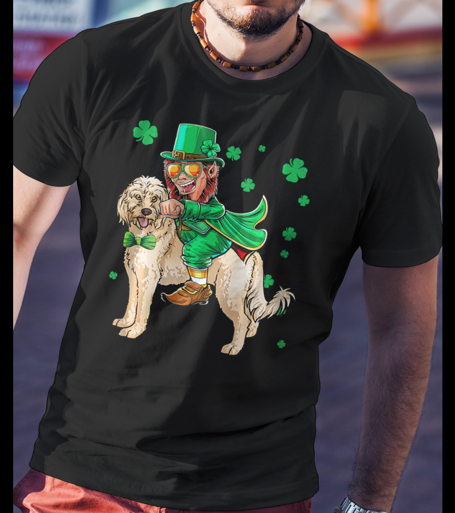 Leprechaun Riding Cockapoo With Shamrocks For St. Patrick's Day T-Shirt