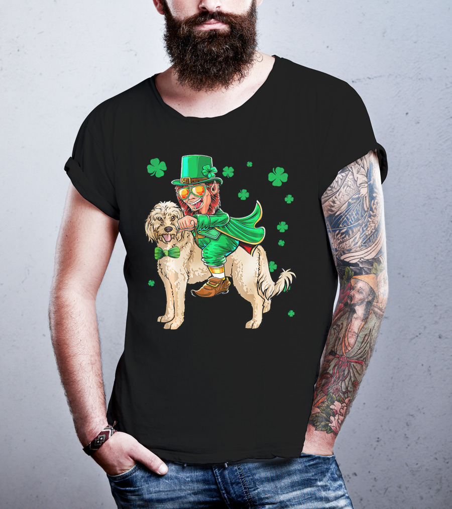 Leprechaun Riding Cockapoo With Shamrocks For St. Patrick's Day T-Shirt