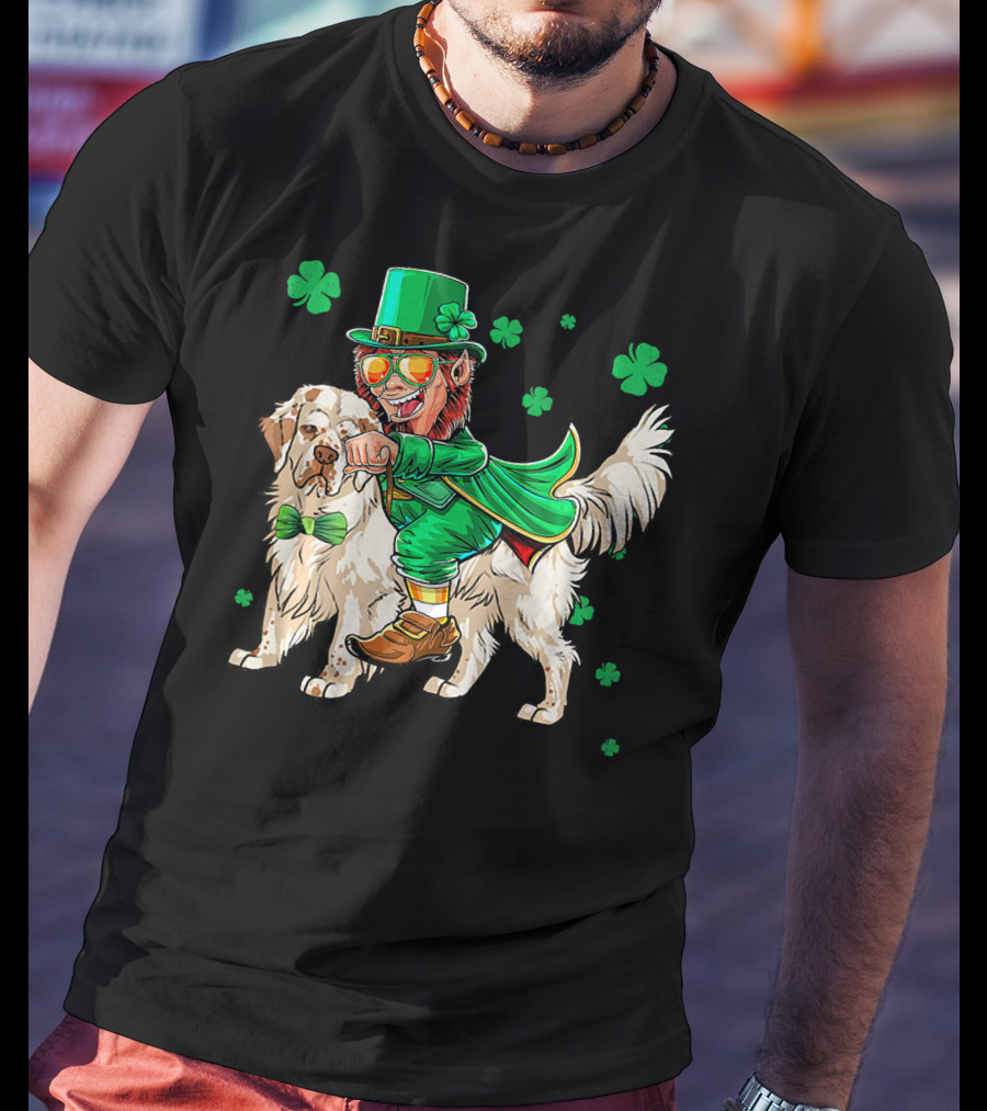 Leprechaun Clumber Spaniel Shamrock St. Patrick's Day T-Shirt
