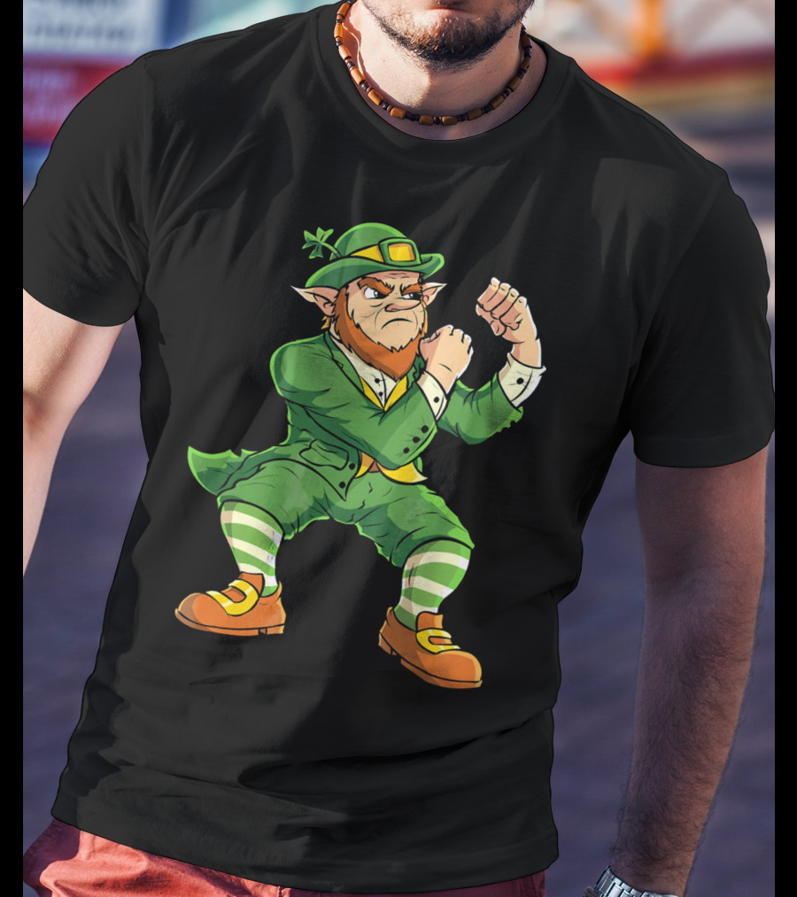 Angry Leprechaun Fist Fighting Saint Patrick's Day Iconic T-Shirt