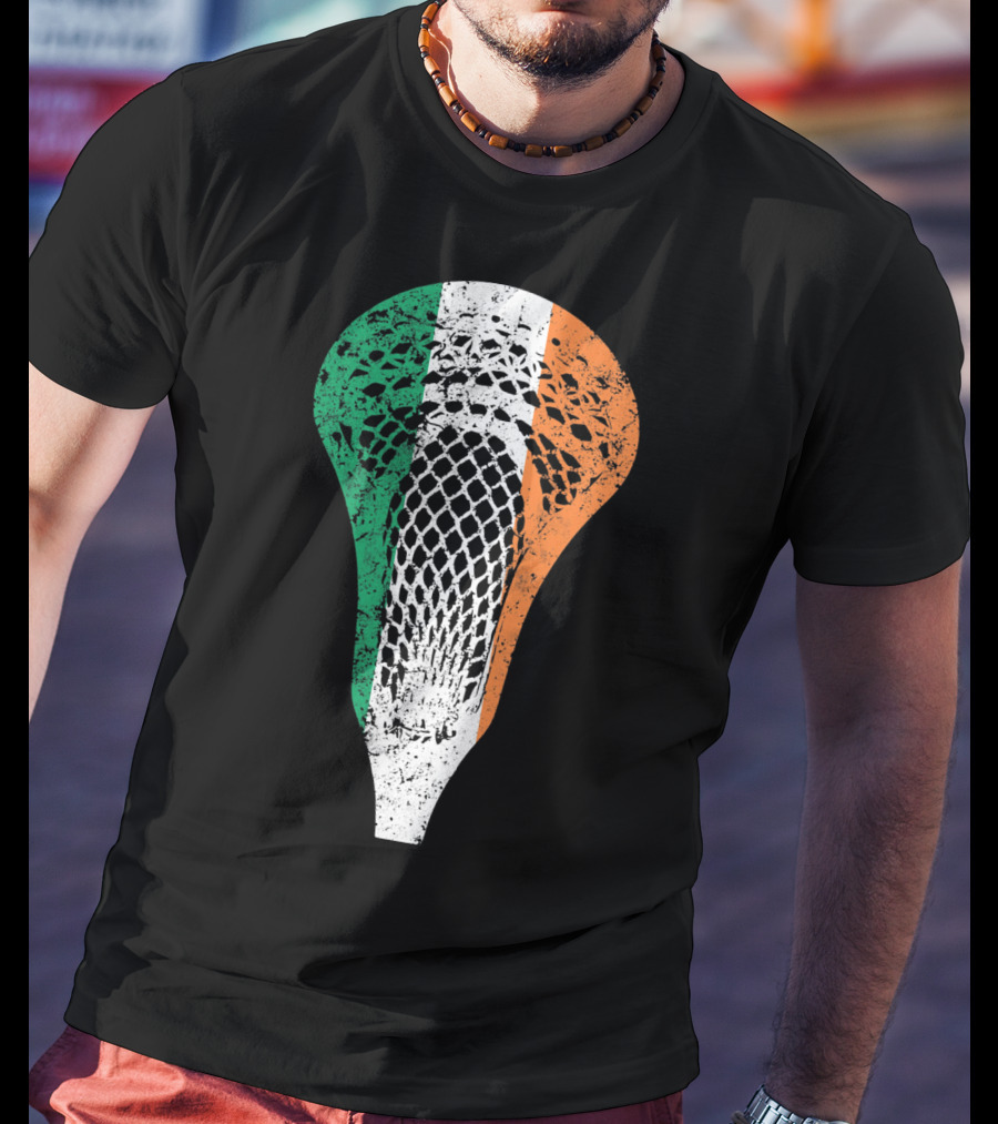Irish Lacrosse Ireland Tricolor Lacrosse Stick Net T-Shirt