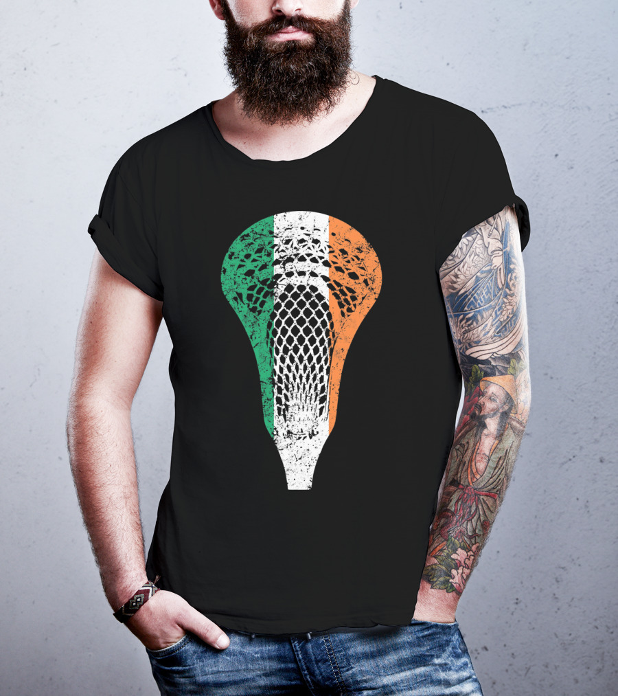 Irish Lacrosse Ireland Tricolor Lacrosse Stick Net T-Shirt