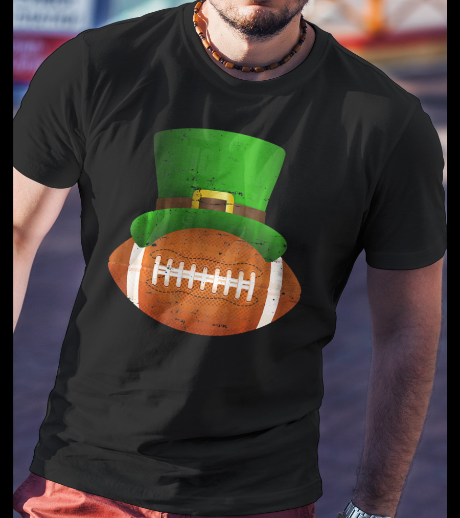 Funny St Patricks Leprechaun Football Hat Luck T-Shirt