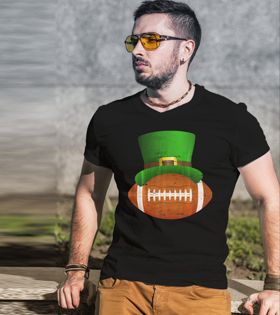 Funny St Patricks Leprechaun Football Hat Luck T-Shirt
