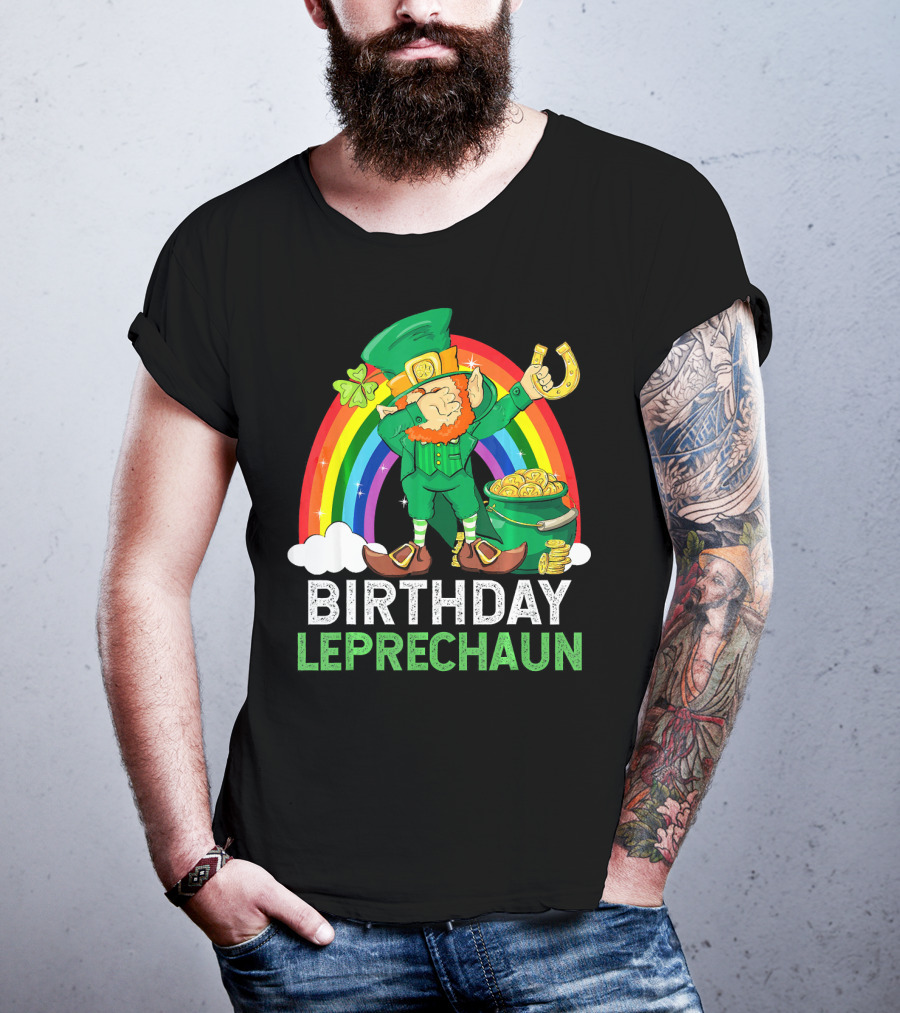 Birthday Leprechaun Dabbing Rainbow Pot Of Gold T-Shirt