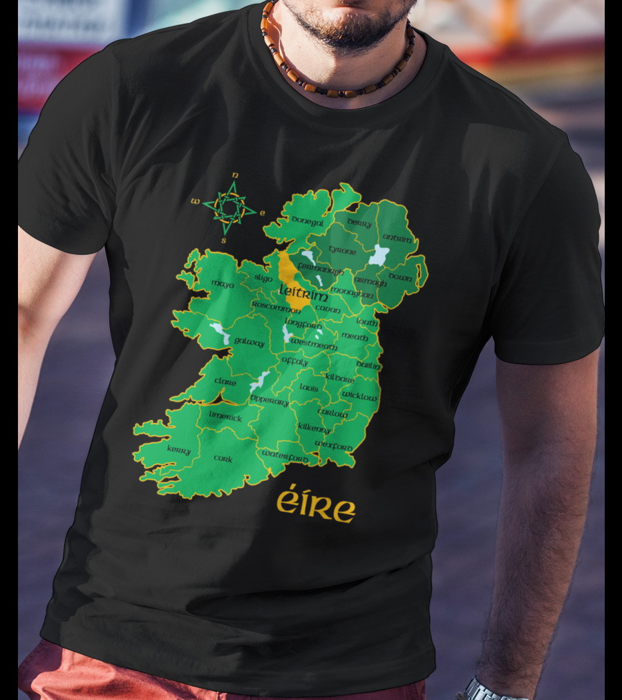 Leitrim Ireland County Map Éire Compass T-Shirt