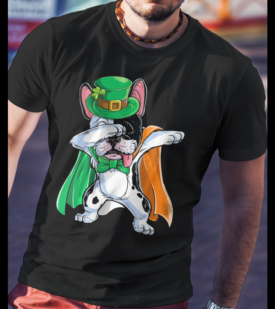Dabbing French Bulldog St. Patrick's Day Leprechaun Costume T-Shirt