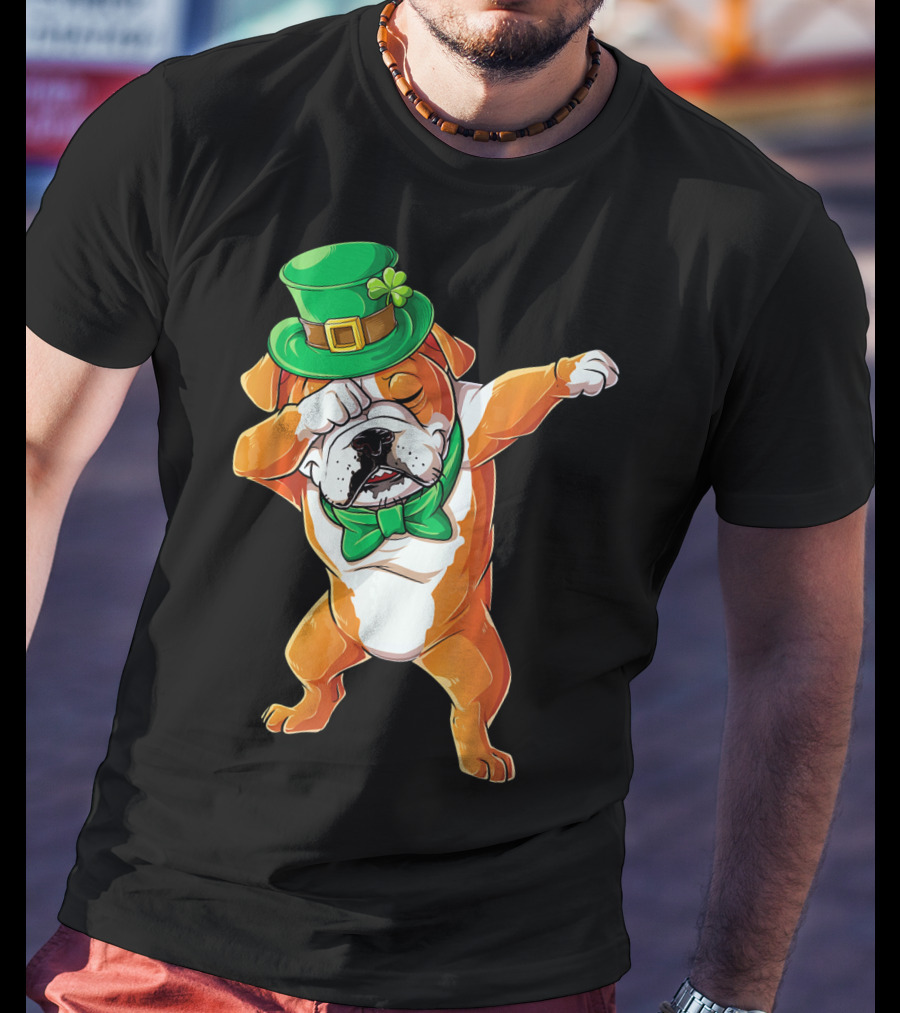 St. Patrick's Day Dabbing English Bulldog T-Shirt