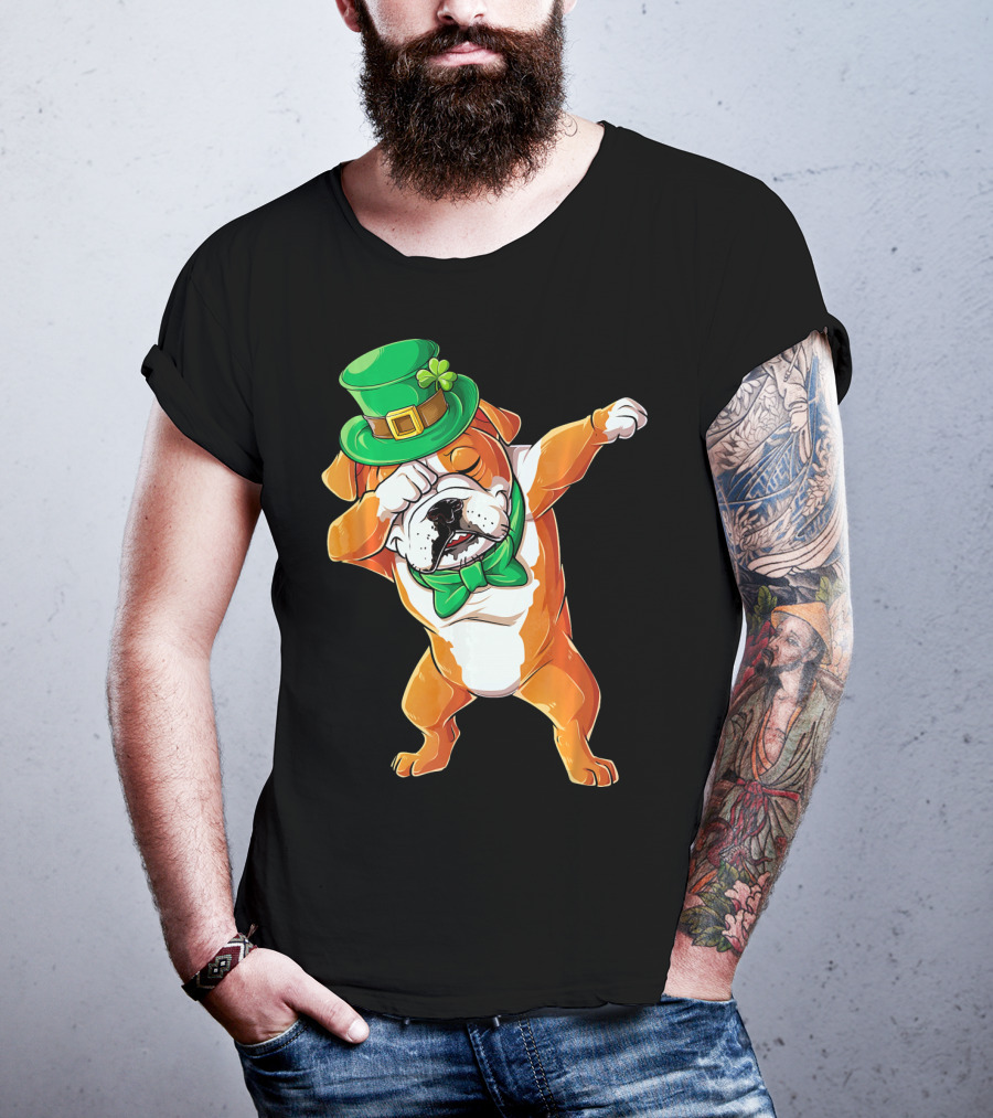 St. Patrick's Day Dabbing English Bulldog T-Shirt