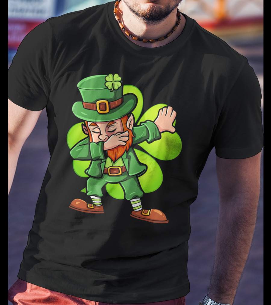 Dabbing Leprechaun With Clover St Patrick's Day Luck T-Shirt