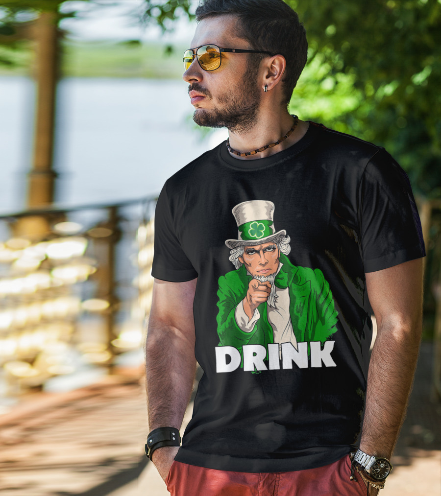 Irish Leprechaun Uncle Sam St Patricks Drink T-Shirt