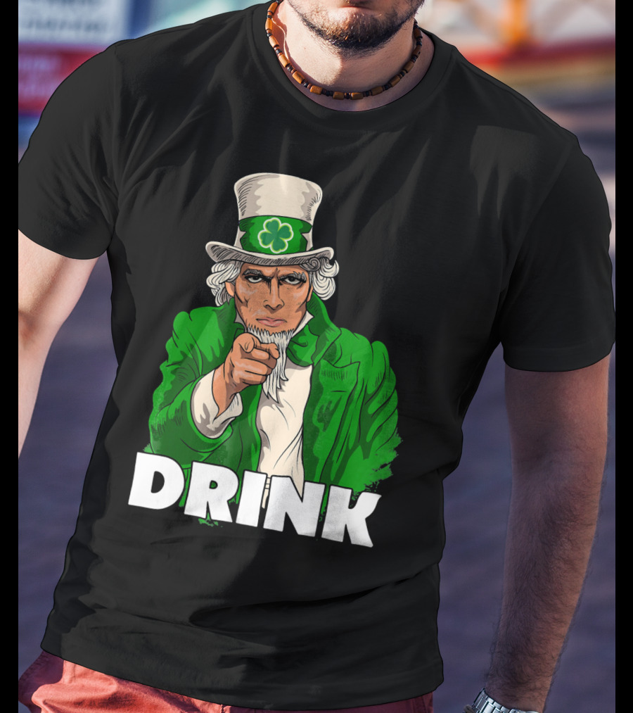 Irish Leprechaun Uncle Sam St Patricks Drink T-Shirt