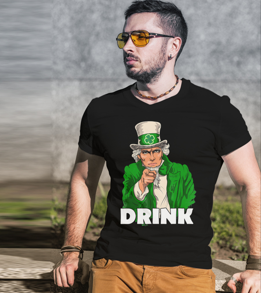 Irish Leprechaun Uncle Sam St Patricks Drink T-Shirt