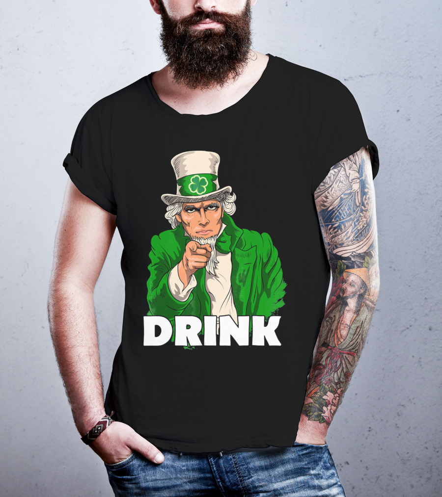 Irish Leprechaun Uncle Sam St Patricks Drink T-Shirt